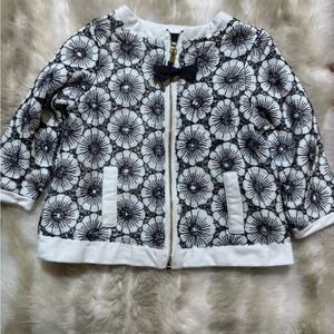Cynthia Rowley Baby Girl Floral Eyelet Bow Zipper Navy & White Jacket 6-9M